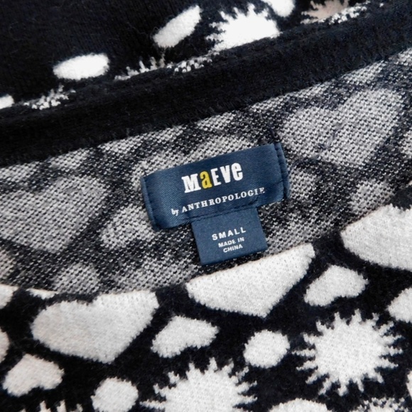 Anthropologie MAEVE Boat Bateau Neck Heart Print Sweater Pullover Knitwear Small - Picture 13 of 16